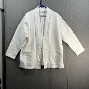 Encore by Idina Menzel Open-Front Lightweight Fleece Ca Bright White Large